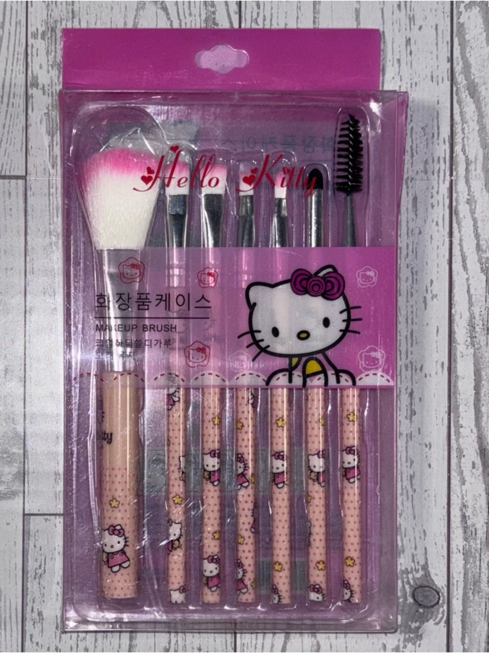 Hello Kitty Pink Kids Brush Set with Ombre White-Pink Bristles